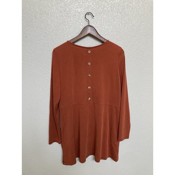 Soft Surroundings orange tunic size small front pocket long sleeve flowy casual - Picture 5 of 6
